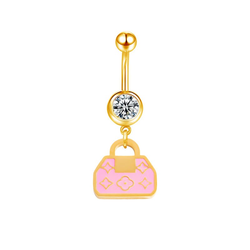 Pink LV Bag Belly Bar - ILLUSIVE JEWELS