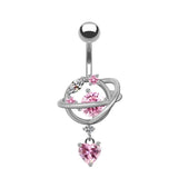 Pink Planet Belly Bar - Silver - ILLUSIVE JEWELS