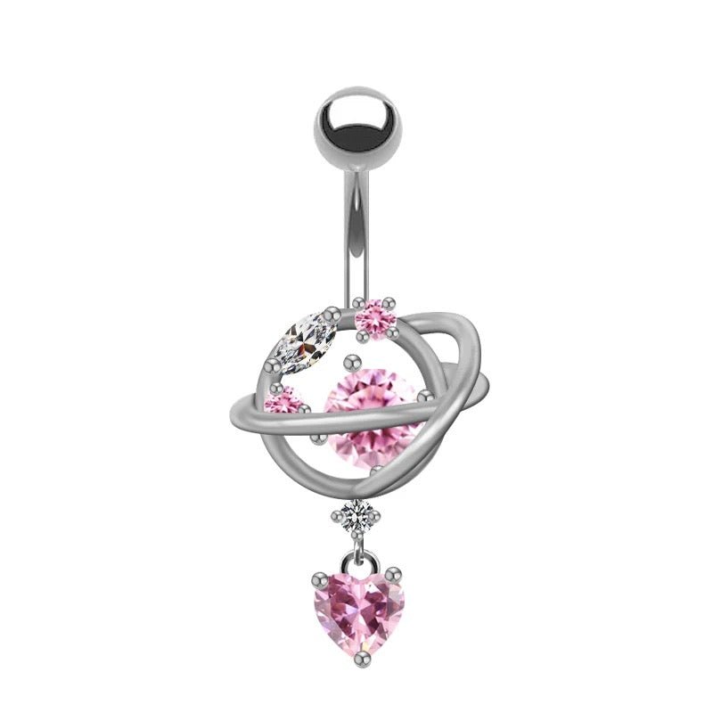 Pink Planet Belly Bar - Silver - ILLUSIVE JEWELS