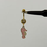 Pink Sea Horse Belly Bar - ILLUSIVE JEWELS