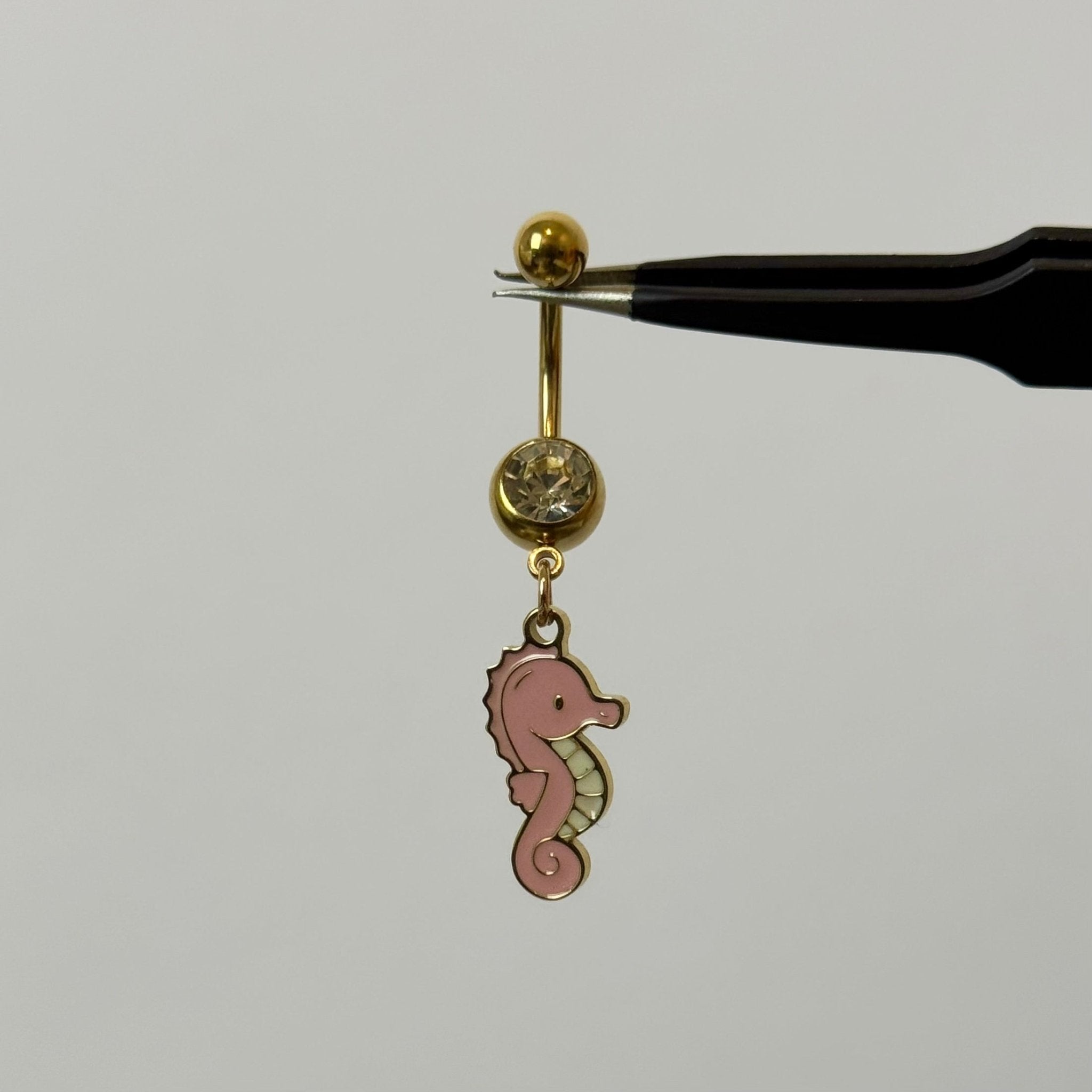 Pink Sea Horse Belly Bar - ILLUSIVE JEWELS