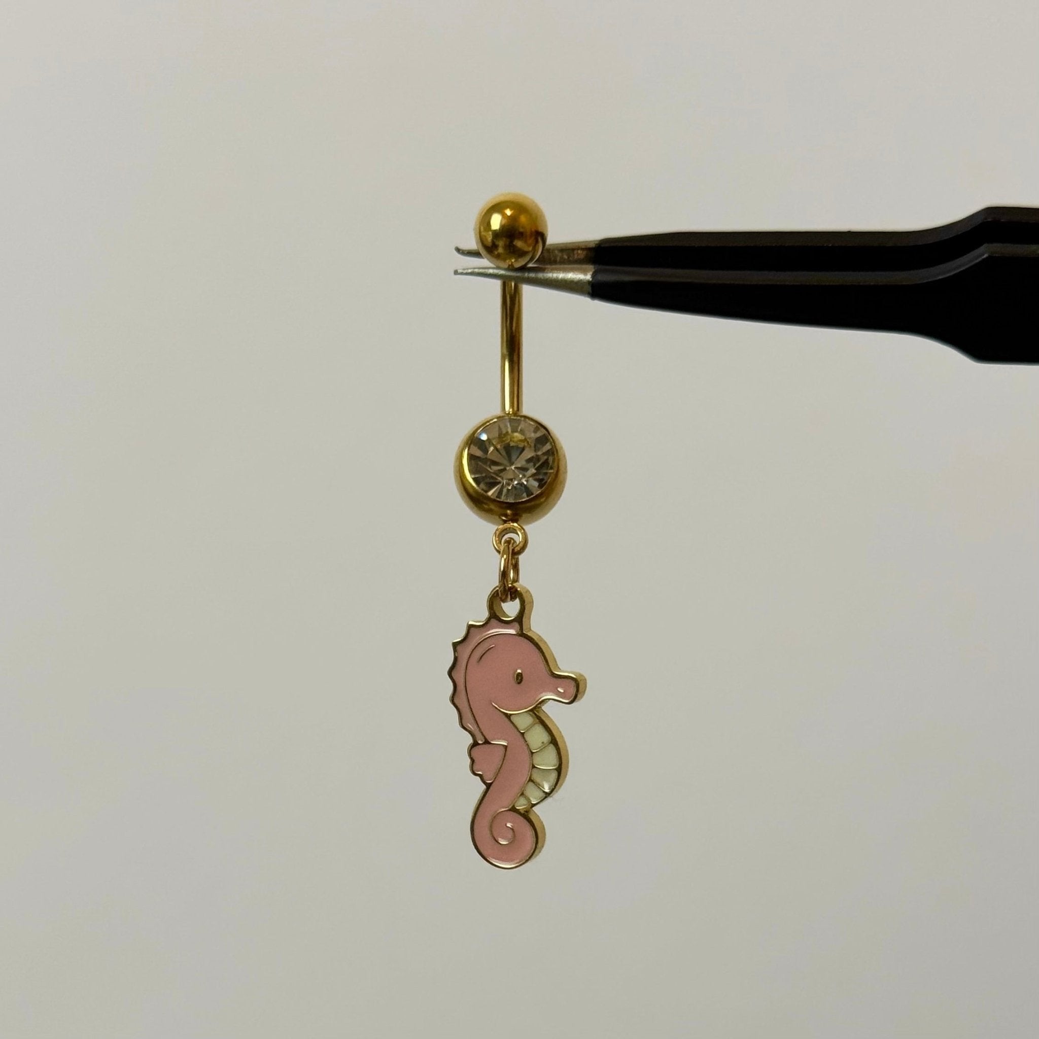Pink Sea Horse Belly Bar - ILLUSIVE JEWELS