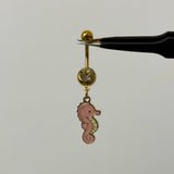 Pink Sea Horse Belly Bar - ILLUSIVE JEWELS