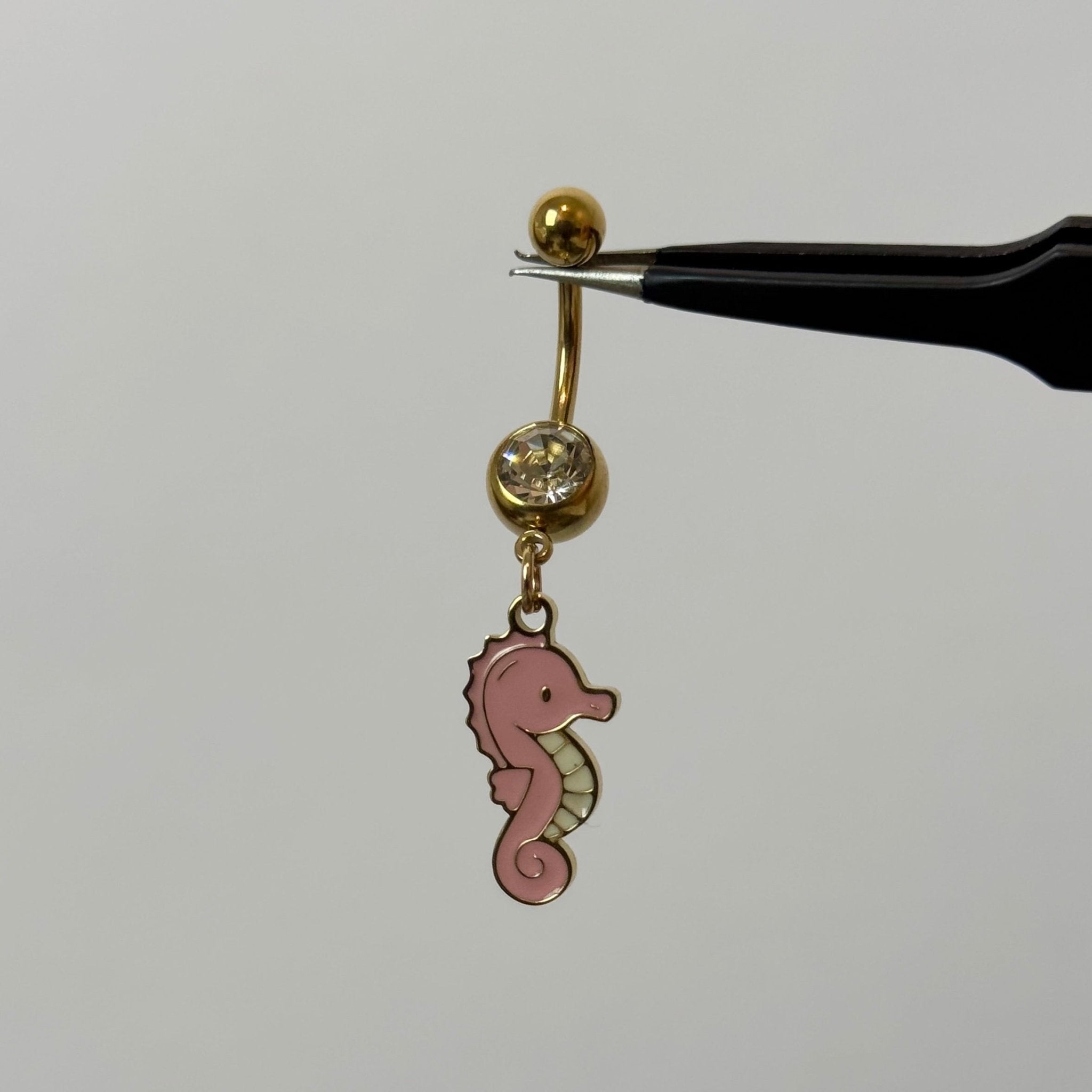 Pink Sea Horse Belly Bar - ILLUSIVE JEWELS
