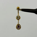 Purple Gold Raindrop Belly Bar - ILLUSIVE JEWELS