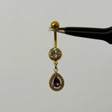 Purple Gold Raindrop Belly Bar - ILLUSIVE JEWELS