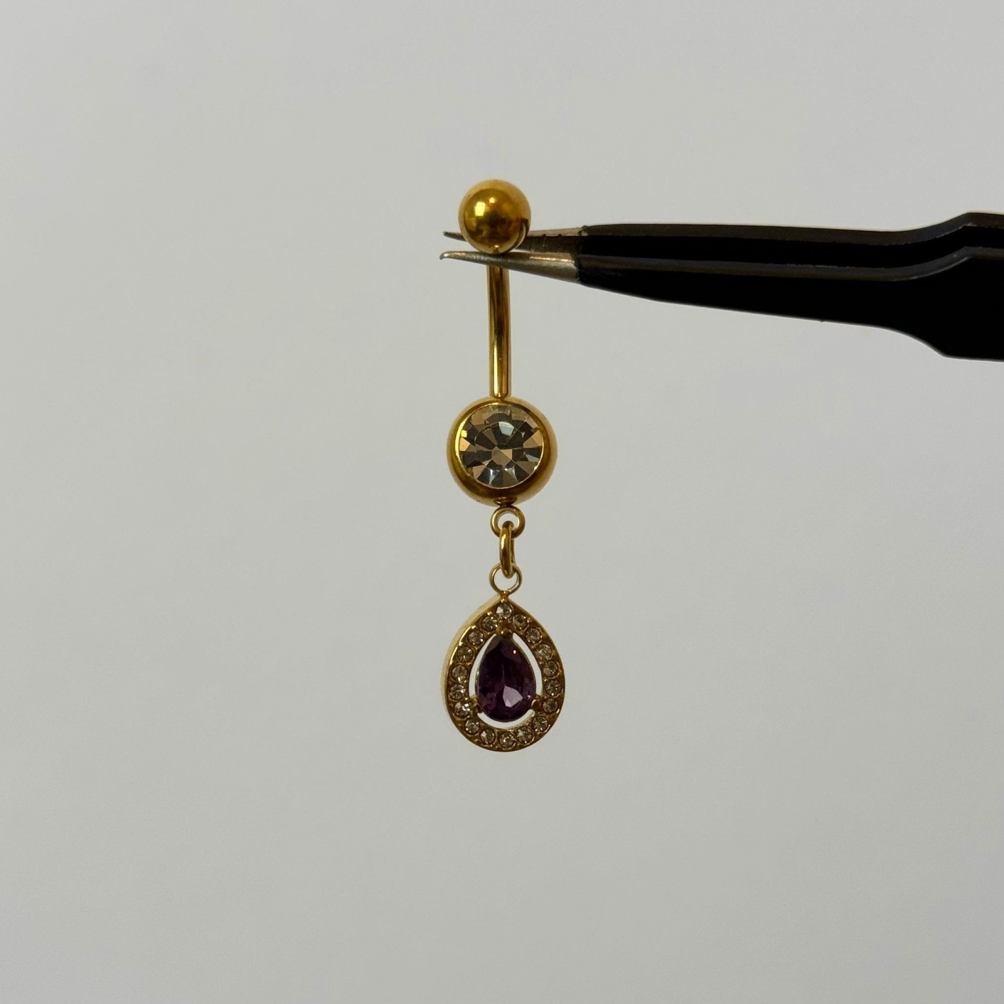 Purple Gold Raindrop Belly Bar - ILLUSIVE JEWELS