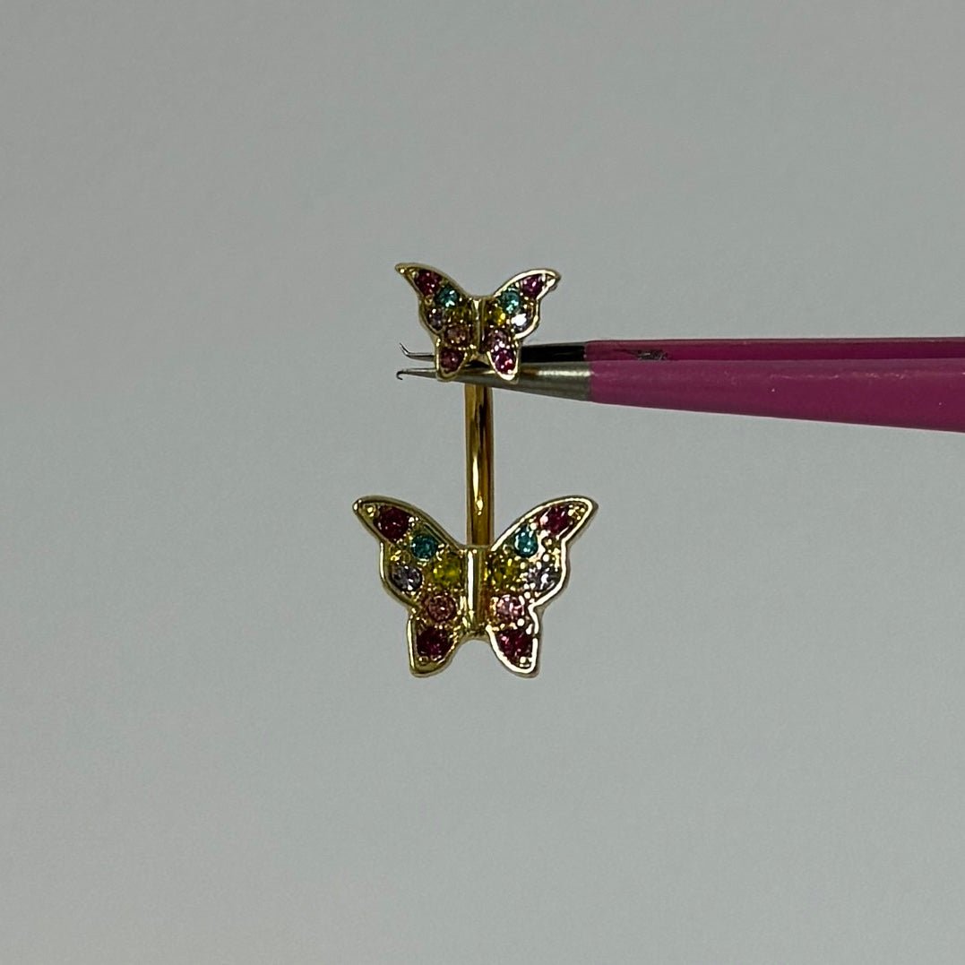 Rainbow Butterfly Belly Bar - ILLUSIVE JEWELS