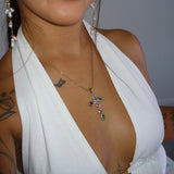 Rainbow Cross Gold Necklace - ILLUSIVE JEWELS