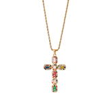 Rainbow Cross Gold Necklace - ILLUSIVE JEWELS
