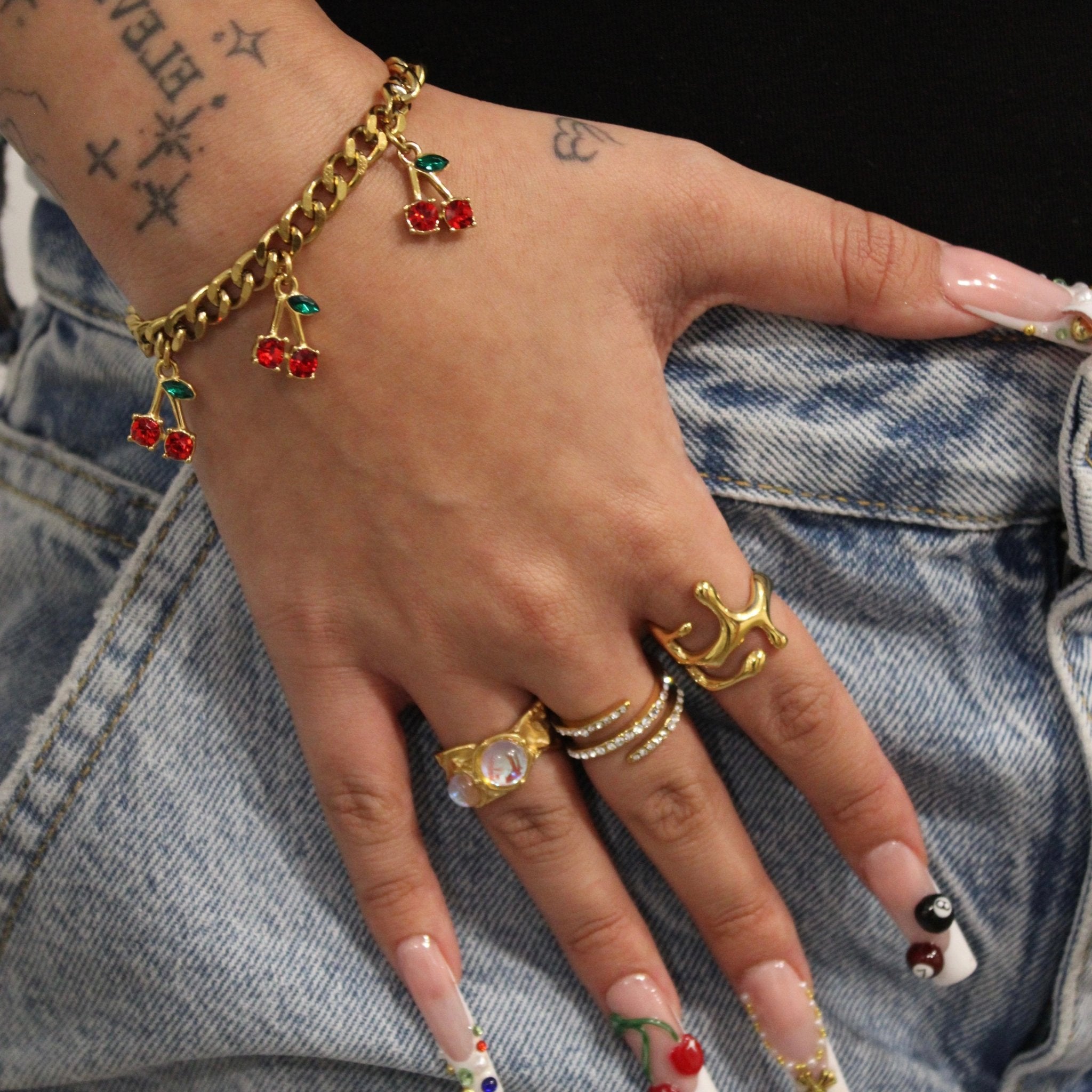 Red Cherry Charm Bracelet - ILLUSIVE JEWELS