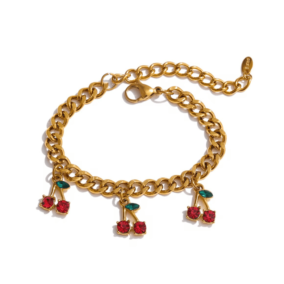 Red Cherry Charm Bracelet - ILLUSIVE JEWELS