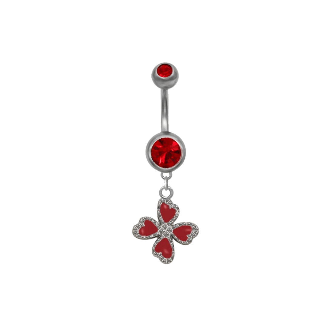 Red Clover Belly Bar - ILLUSIVE JEWELS