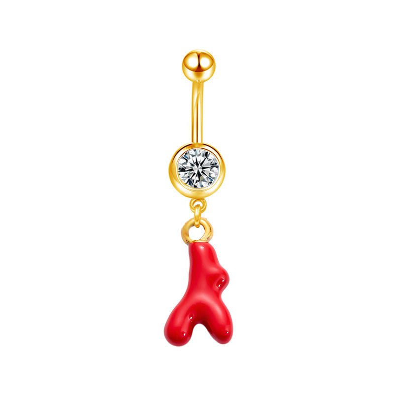 Red Coral Belly Bar - ILLUSIVE JEWELS