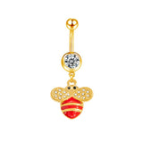 Red CZ Bumble Bee Belly Bar - ILLUSIVE JEWELS