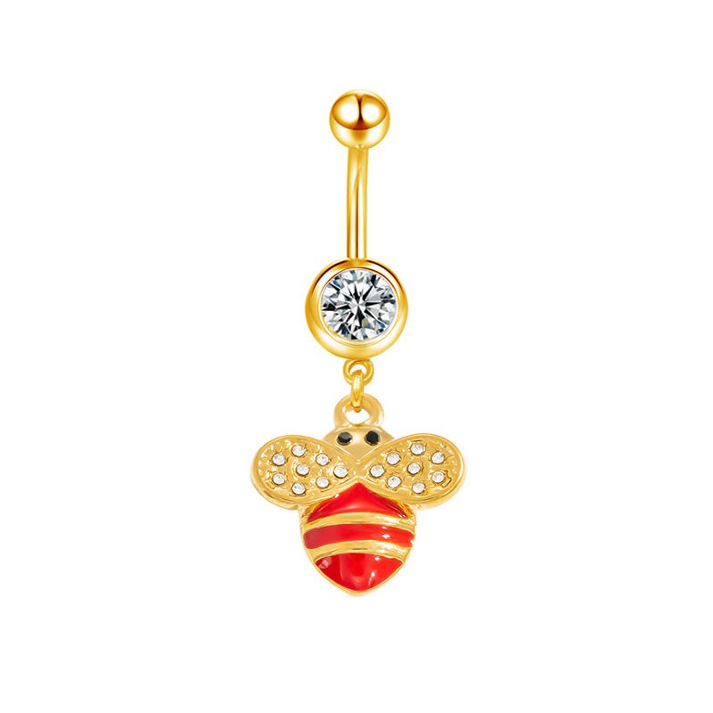 Red CZ Bumble Bee Belly Bar - ILLUSIVE JEWELS