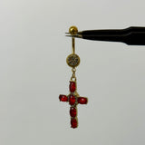 Red Diamante Cross Belly Bar - ILLUSIVE JEWELS