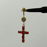 Red Diamante Cross Belly Bar - ILLUSIVE JEWELS