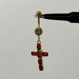 Red Diamante Cross Belly Bar - ILLUSIVE JEWELS