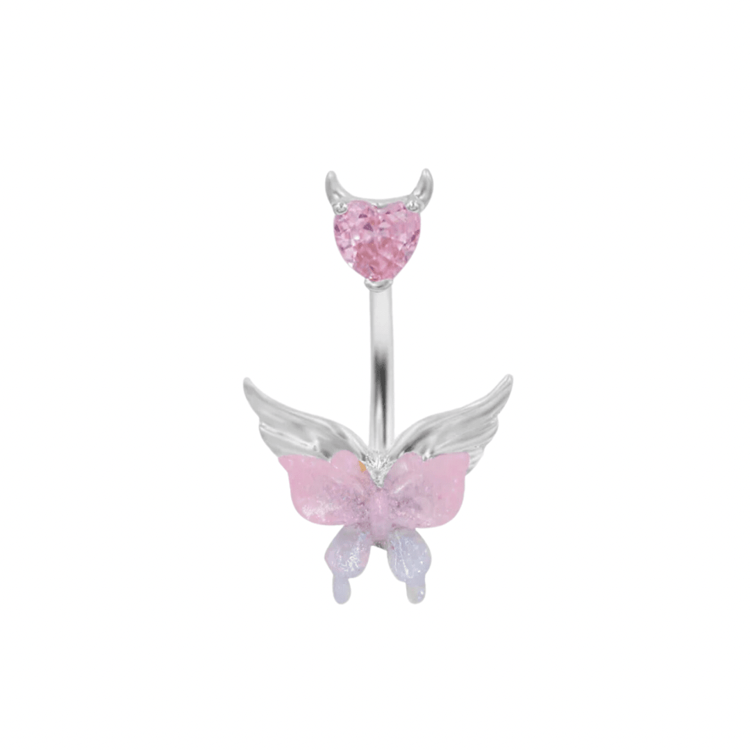Rosy Butterfly Belly Bar - ILLUSIVE JEWELS