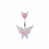 Rosy Butterfly Belly Bar - ILLUSIVE JEWELS