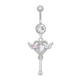 Silver Angel Key Belly Bar - ILLUSIVE JEWELS