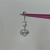 Silver Barbie Heart Belly Bar - ILLUSIVE JEWELS