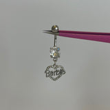 Silver Barbie Heart Belly Bar - ILLUSIVE JEWELS