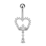 Silver Big Heart Belly Bar - ILLUSIVE JEWELS