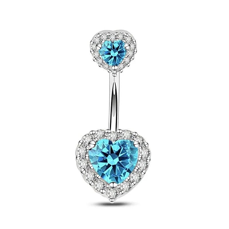 Silver Blue Princess Belly Bar - ILLUSIVE JEWELS