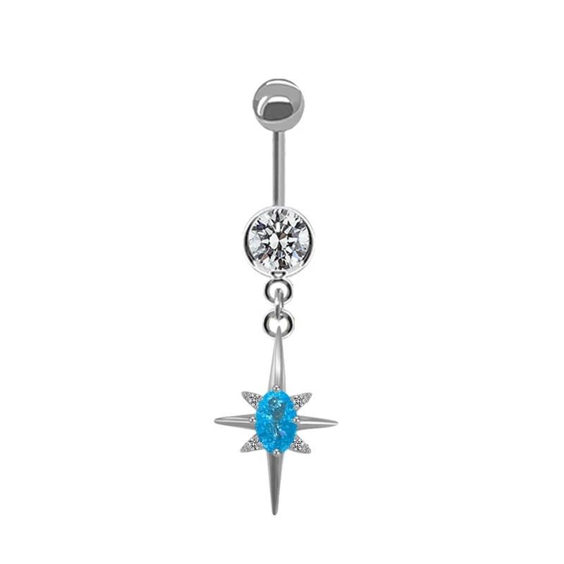 Silver Blue Shooting Star Belly Bar - ILLUSIVE JEWELS