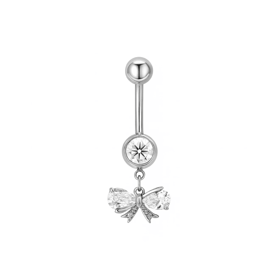 Silver Bow Belly Bar - ILLUSIVE JEWELS