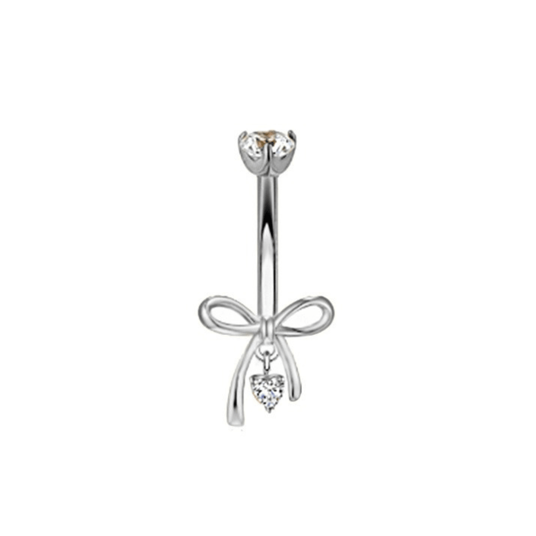 Silver Bow Titanium Belly Bar - ILLUSIVE JEWELS