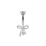Silver Bow Titanium Belly Bar - ILLUSIVE JEWELS