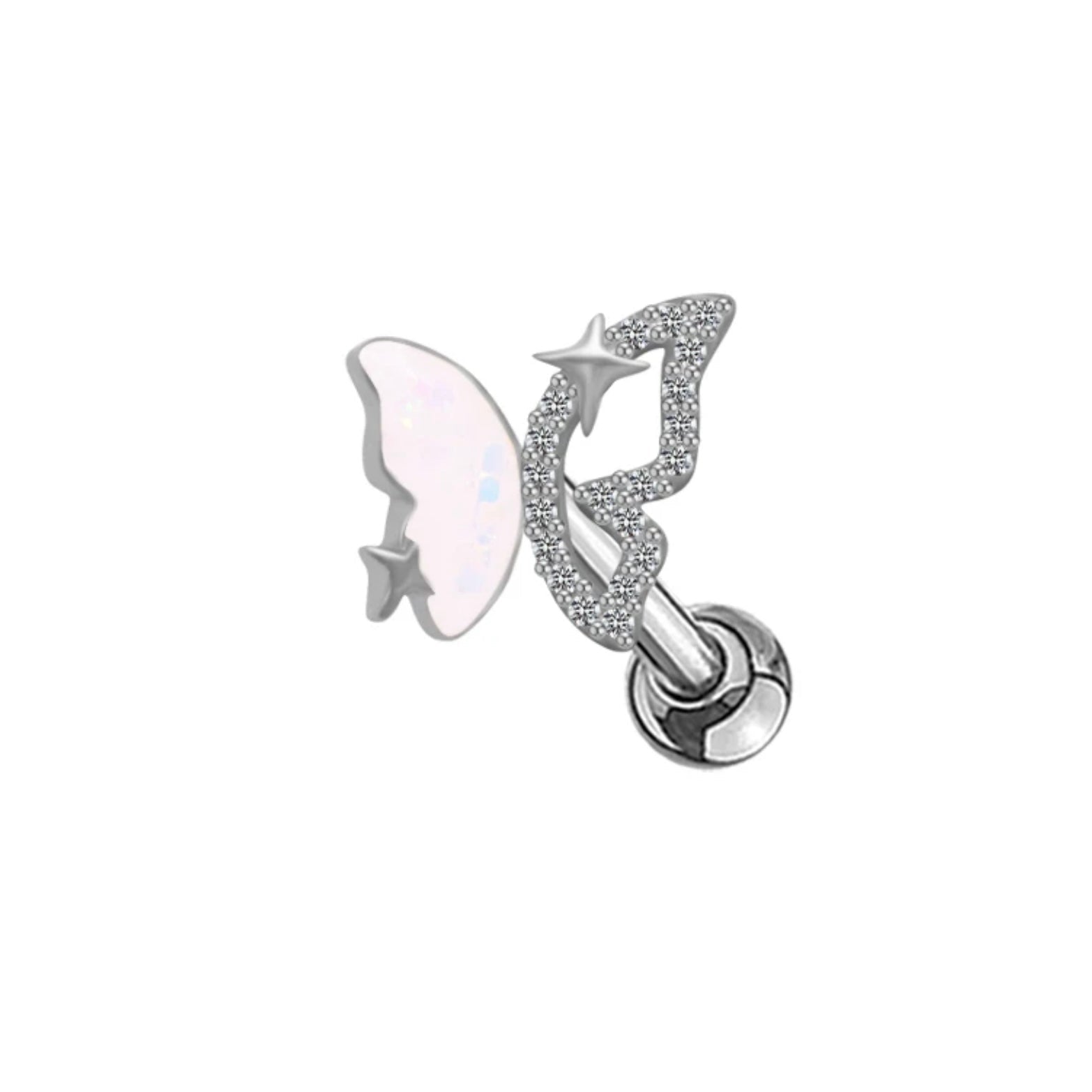 Silver Butterfly Helix Piercing - ILLUSIVE JEWELS