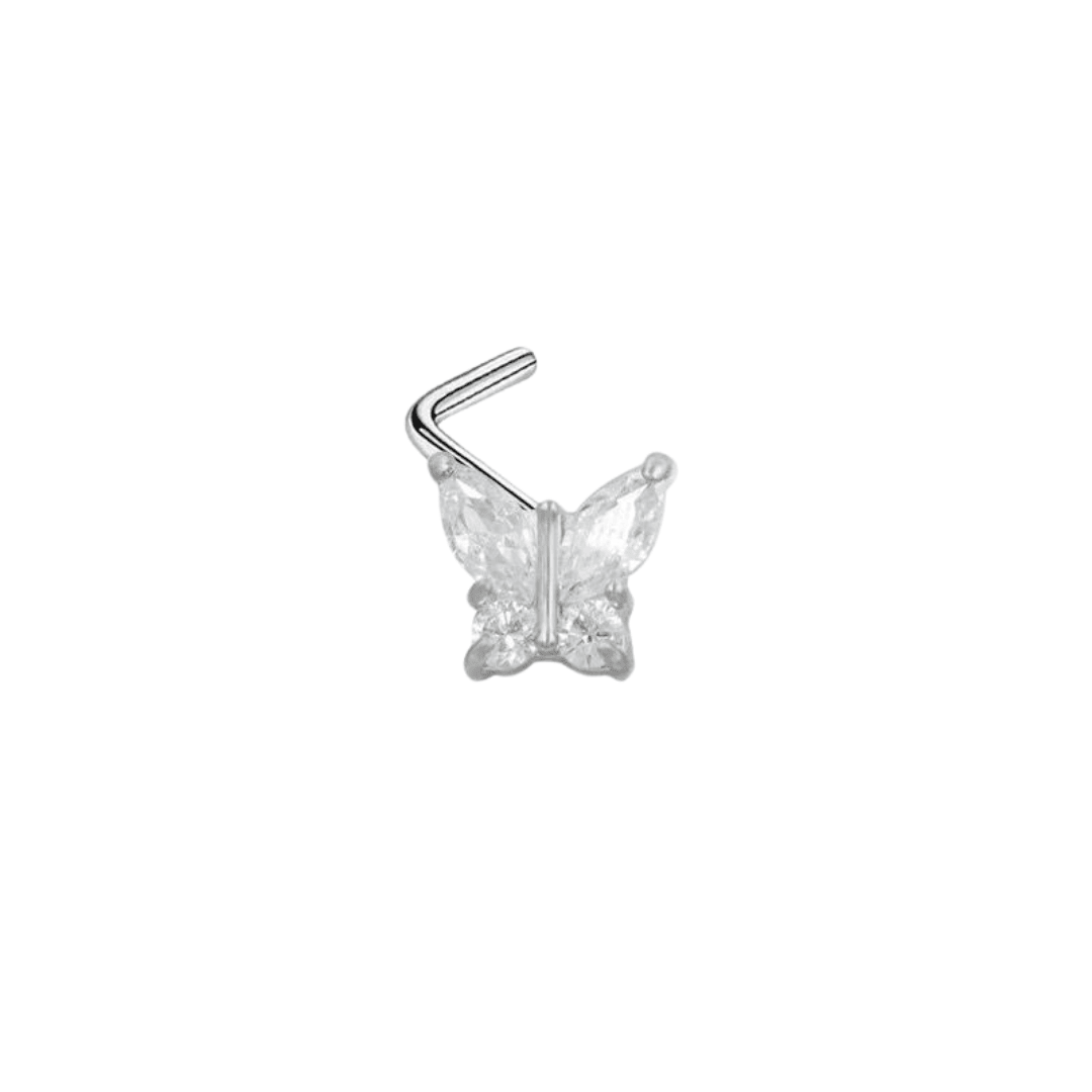 Silver Butterfly Nose Stud - ILLUSIVE JEWELS