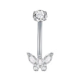 Silver Butterfly Titanium Belly Bar - ILLUSIVE JEWELS