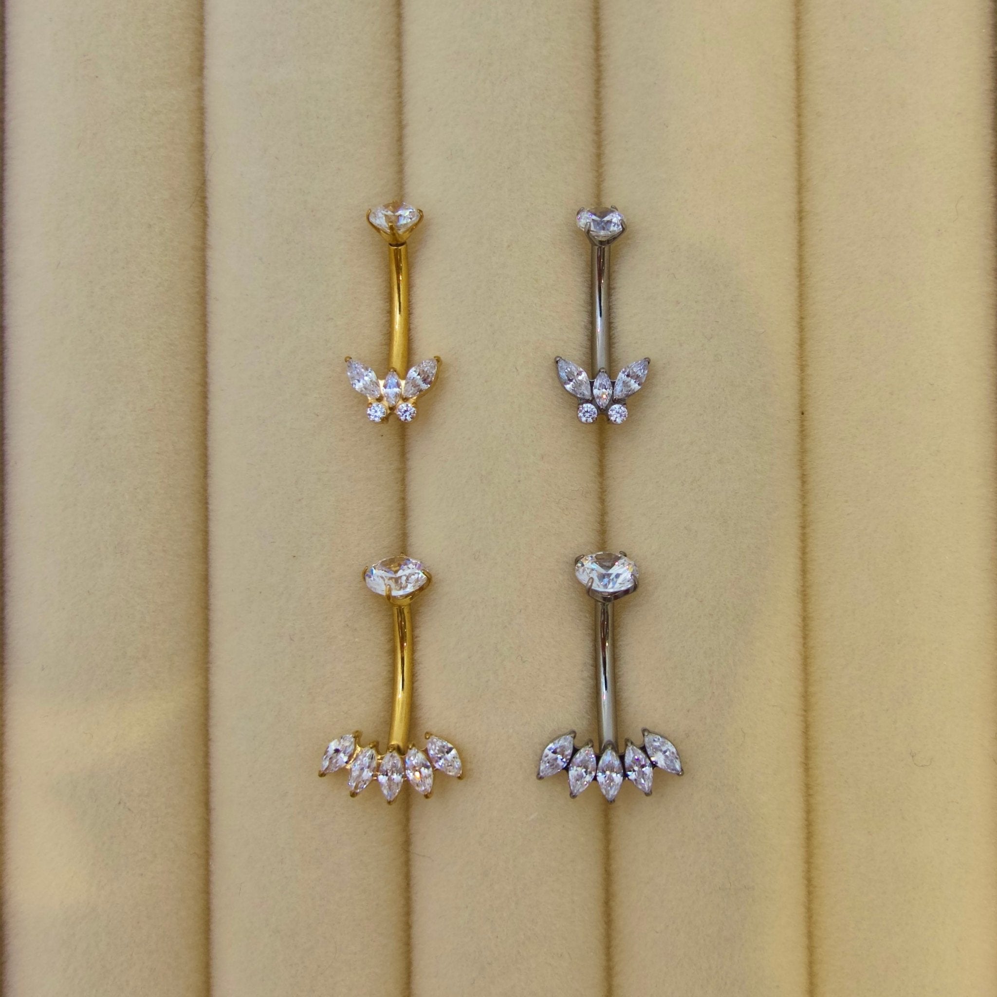 Silver Butterfly Titanium Belly Bar - ILLUSIVE JEWELS
