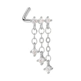 Silver Chain Dangling Nose Stud - ILLUSIVE JEWELS
