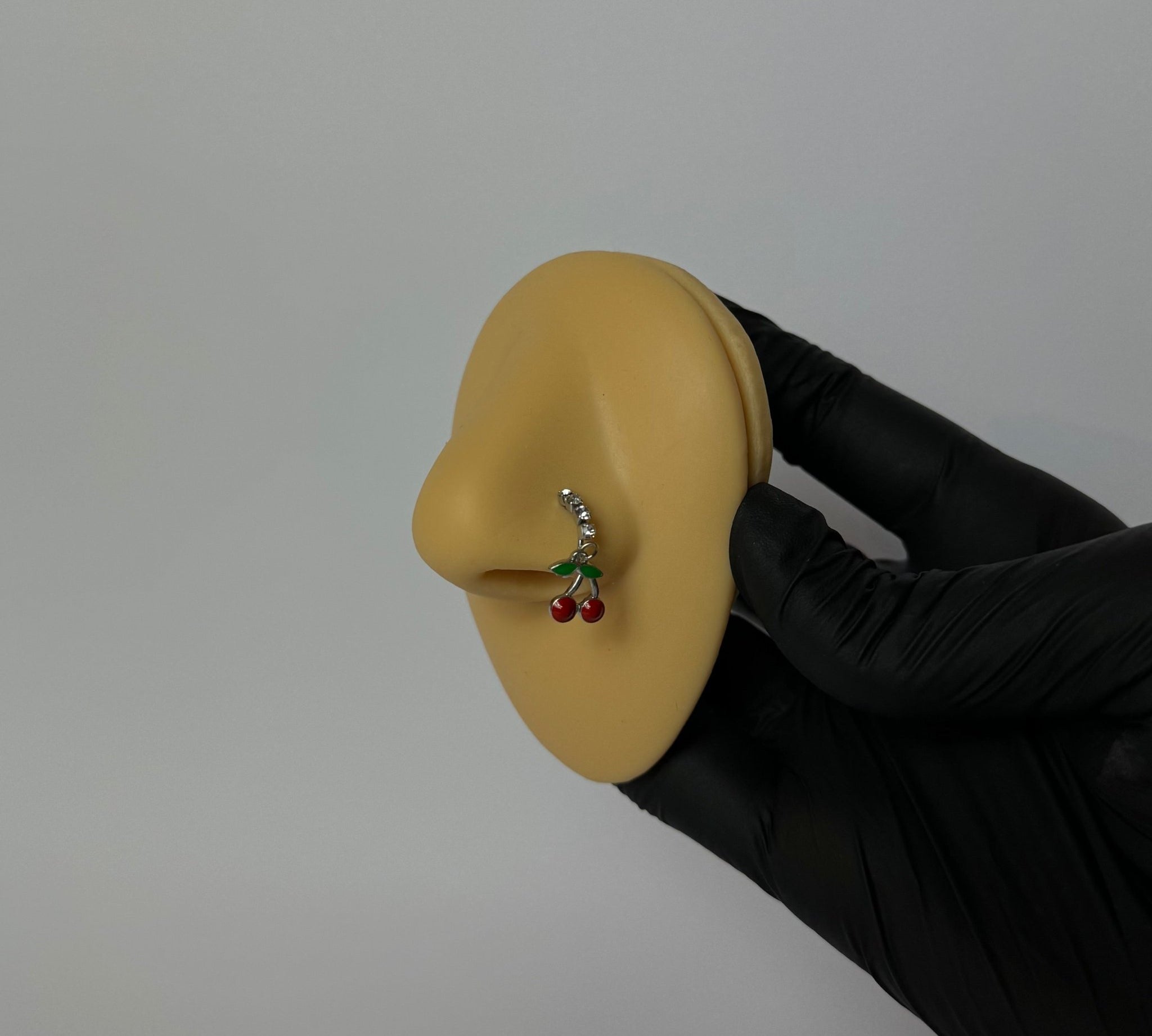 Silver Cherry Nose Ring - ILLUSIVE JEWELS