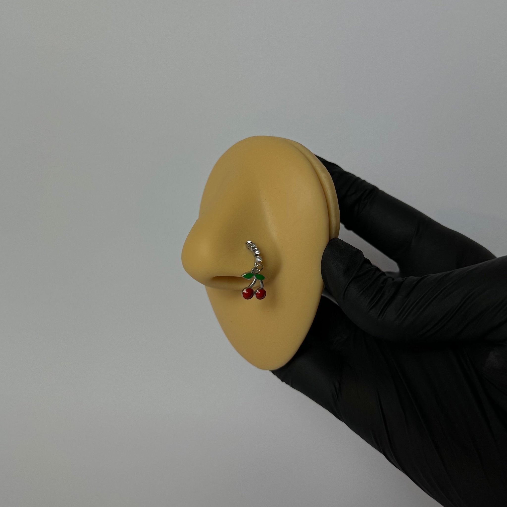 Silver Cherry Nose Ring - ILLUSIVE JEWELS