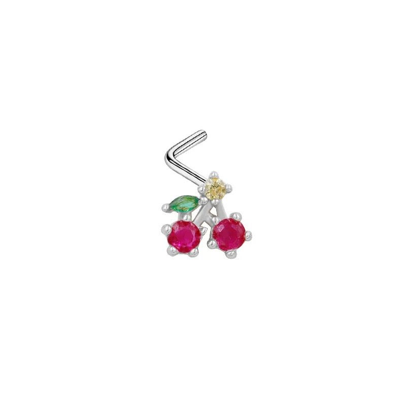 Silver Cherry Nose Stud - ILLUSIVE JEWELS