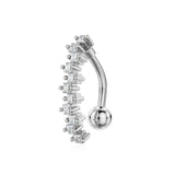 Silver Crystal Belly Bar - ILLUSIVE JEWELS