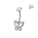 Silver CZ Butterfly Belly Bar - ILLUSIVE JEWELS