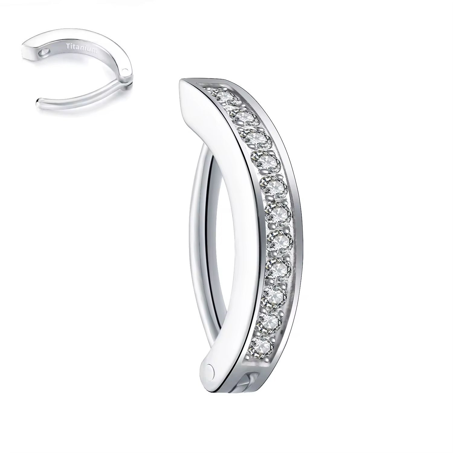Silver CZ Titanium Belly Clicker - ILLUSIVE JEWELS