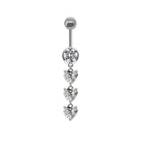 Silver Dangling Belly Bar - ILLUSIVE JEWELS