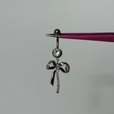 Silver Dangling Bow Belly Bar - ILLUSIVE JEWELS