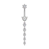 Silver Dangling Gemstone Belly Bar - ILLUSIVE JEWELS