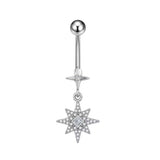 Silver Dangling Starlight Belly Bar - ILLUSIVE JEWELS