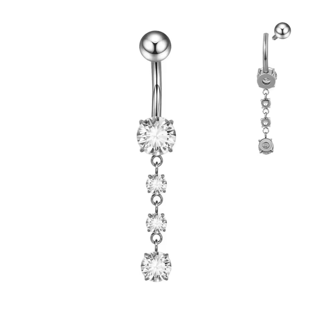 Silver Dangling Titanium Belly Bar - ILLUSIVE JEWELS